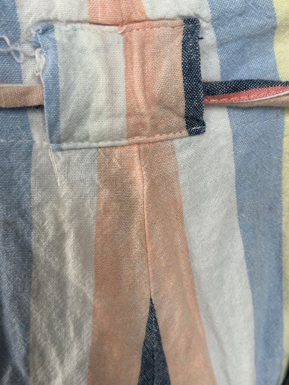 Indigo Rein Striped Linen Blend Cropped Pants Self Belt Size Medium - Picture 4 of 7
